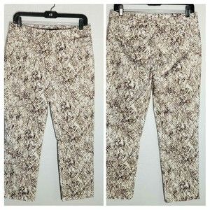 7th Avenue Womens Straight Leg Pants Tan Snake Skin Hook & Bar Stretch 6